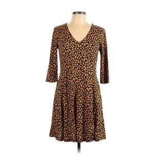 Lark & Ro Women's Three Quarter Sleeve Faux Wrap Fit and Flare Dress Flowered XS